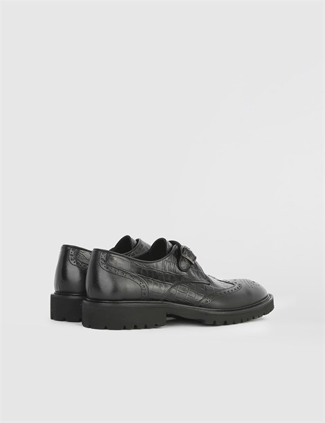 Arm Black Leather - Black Crocodile Men's Moccasin