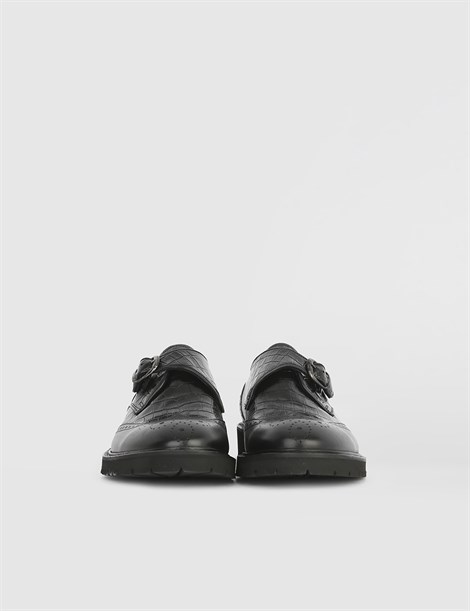 Arm Black Leather - Black Crocodile Men's Moccasin