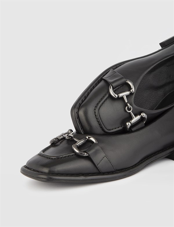 Asha Black Leather Women's Ballerina