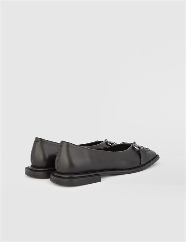 Asha Black Leather Women's Ballerina