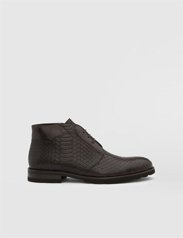 Avena Brown Printed Leather Men's Boot