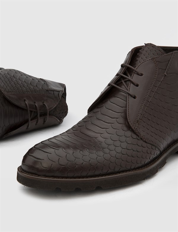 Avena Brown Printed Leather Men's Boot