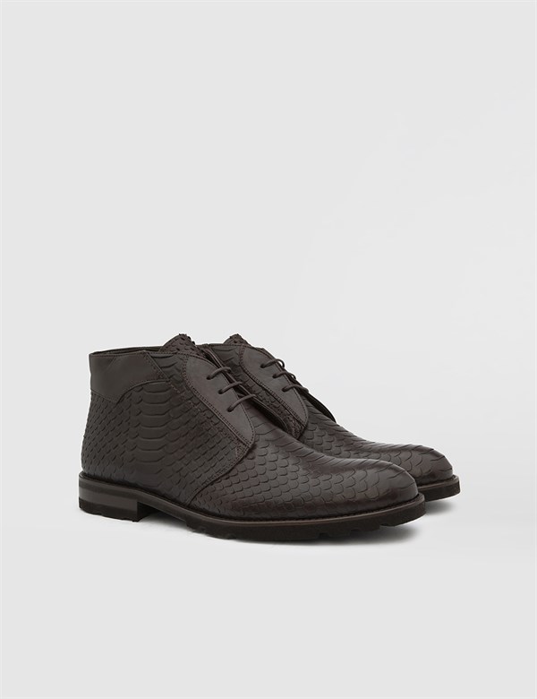Avena Brown Printed Leather Men's Boot