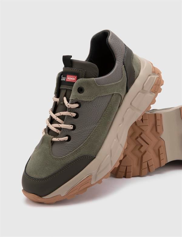 Avlod Khaki Suede-Khaki Leather Men's Sneaker