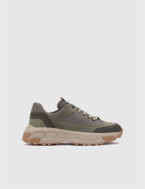 Avlod Khaki Suede-Khaki Leather Men's Sneaker