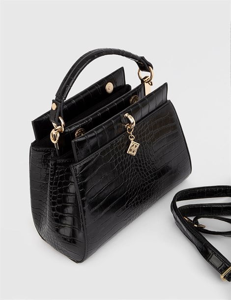 Balasi Black Crocodile Women's Handbag