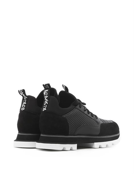 Barrıs Men's Sneaker Black Leather-Black Suede-Black Stretch