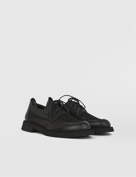 Bartu Black Leather Women's Oxford