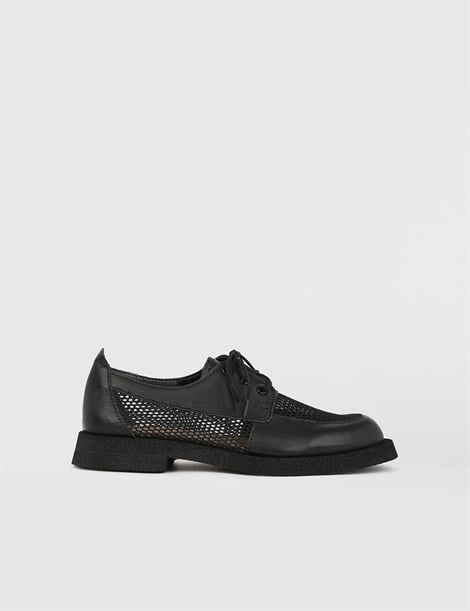 Bartu Black Leather Women's Oxford
