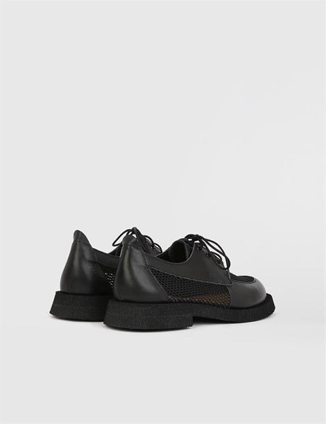 Bartu Black Leather Women's Oxford