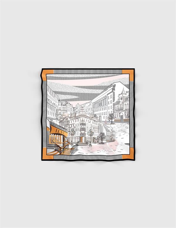 Bascuas Orange-Mink Silk Twill Women's Bandana