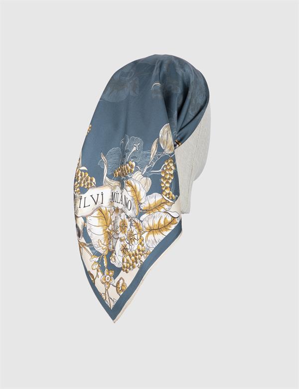 Benade Green-Cream Silk Twill Women's Scarf