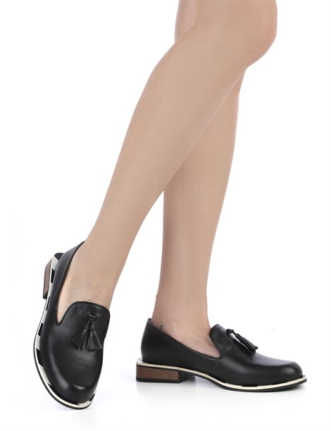 Benny Women's Moccasin Black Leather