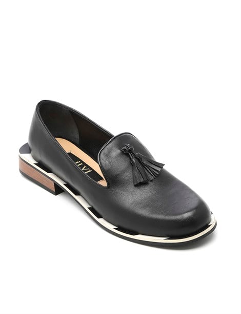 Benny Women's Moccasin Black Leather