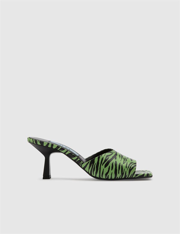 Berga Black-Green Leather Women's Heeled Slide