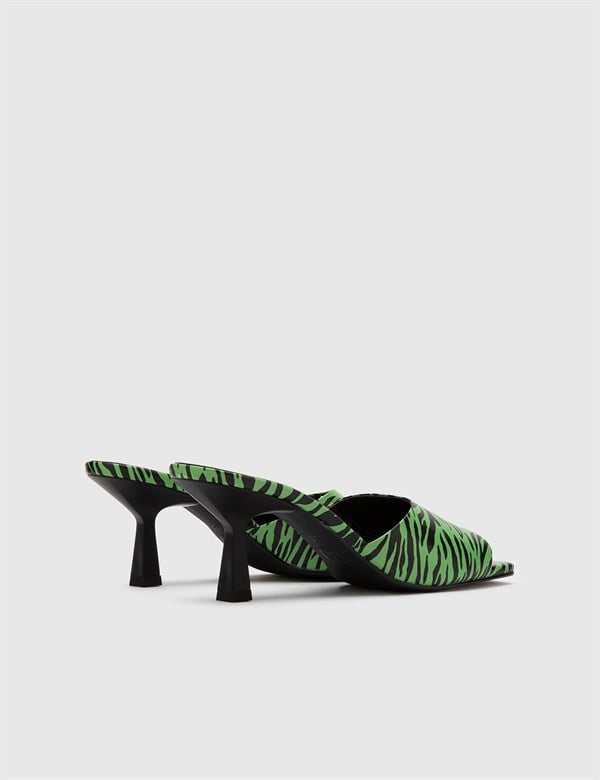 Berga Black-Green Leather Women's Heeled Slide