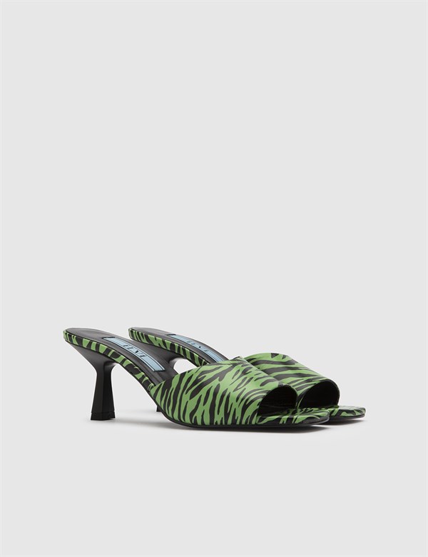Berga Black-Green Leather Women's Heeled Slide
