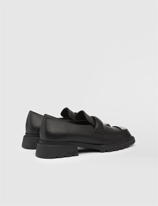 Berra Black Leather Women's Loafer