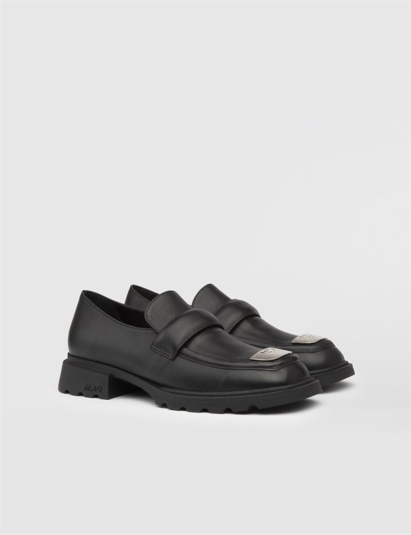 Berra Black Leather Women's Loafer