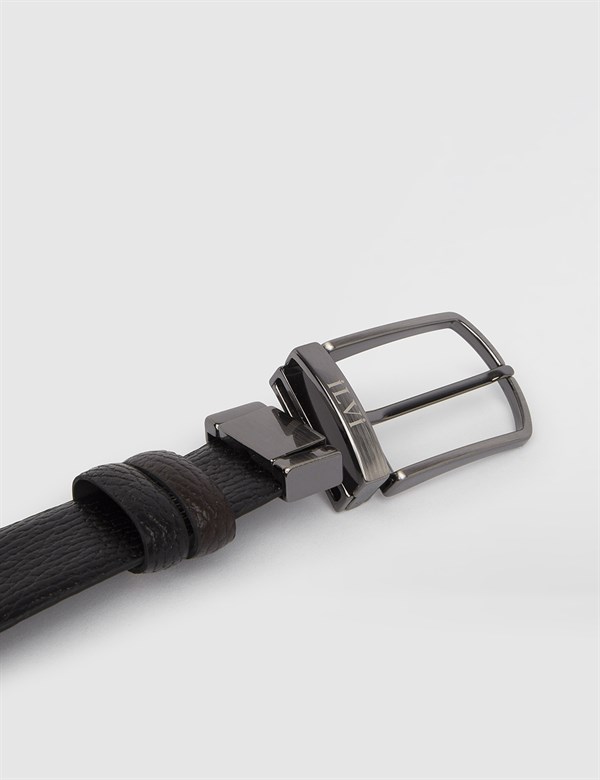 Bhric Black-Brown Floater Leather Men's Reversible Belt