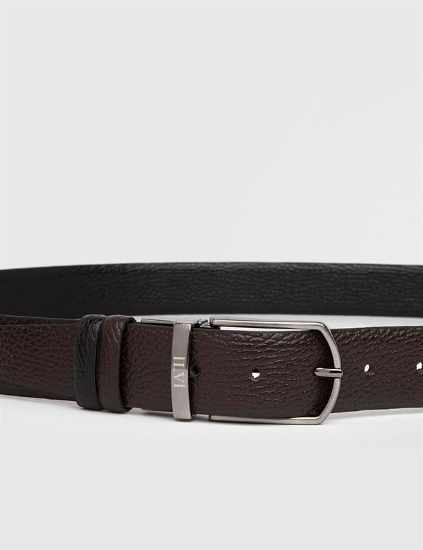 Bhric Black-Brown Floater Leather Men's Reversible Belt