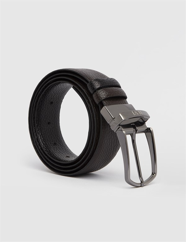 Bhric Black-Brown Floater Leather Men's Reversible Belt
