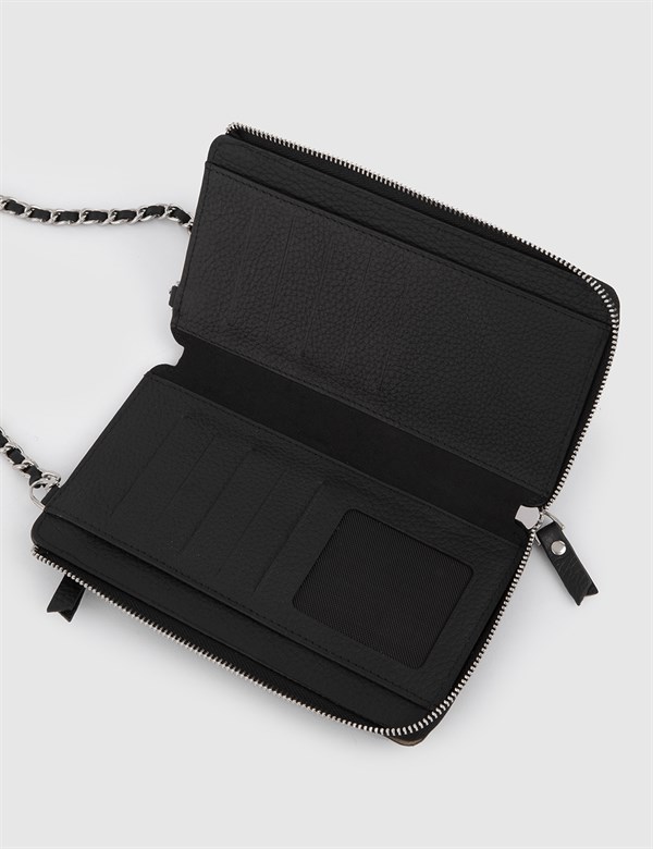 Bistrida Black Floater Leather Women's Shoulder Bag