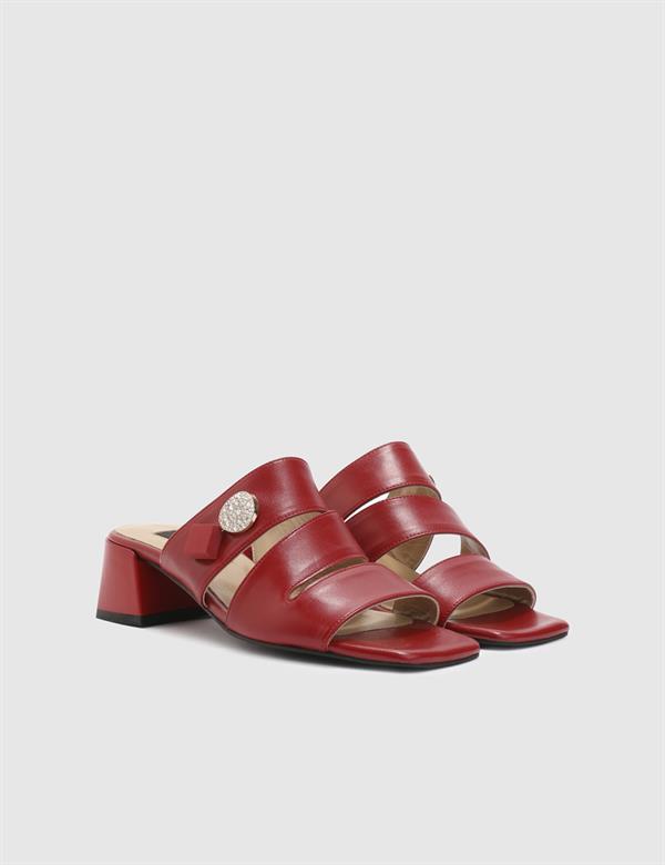 Bojana Red Leather Women's Heeled Slide