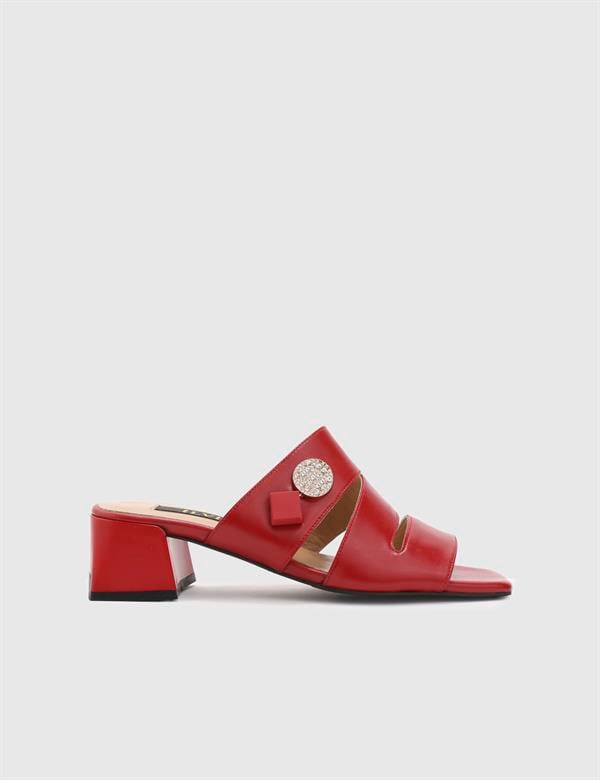 Bojana Red Leather Women's Heeled Slide