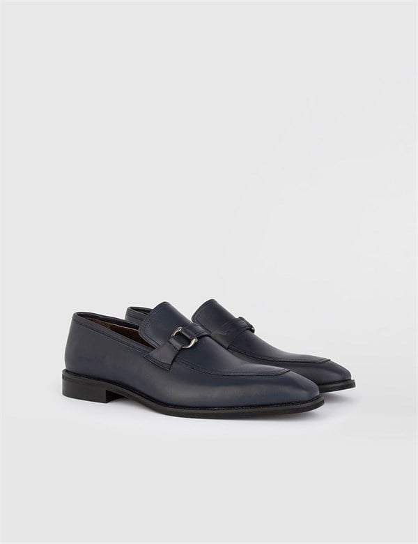 Booker Navy Blue Leather Men's Loafer