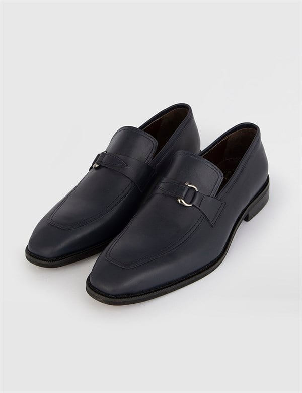 Booker Navy Blue Leather Men's Loafer