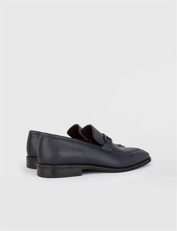 Booker Navy Blue Leather Men's Loafer