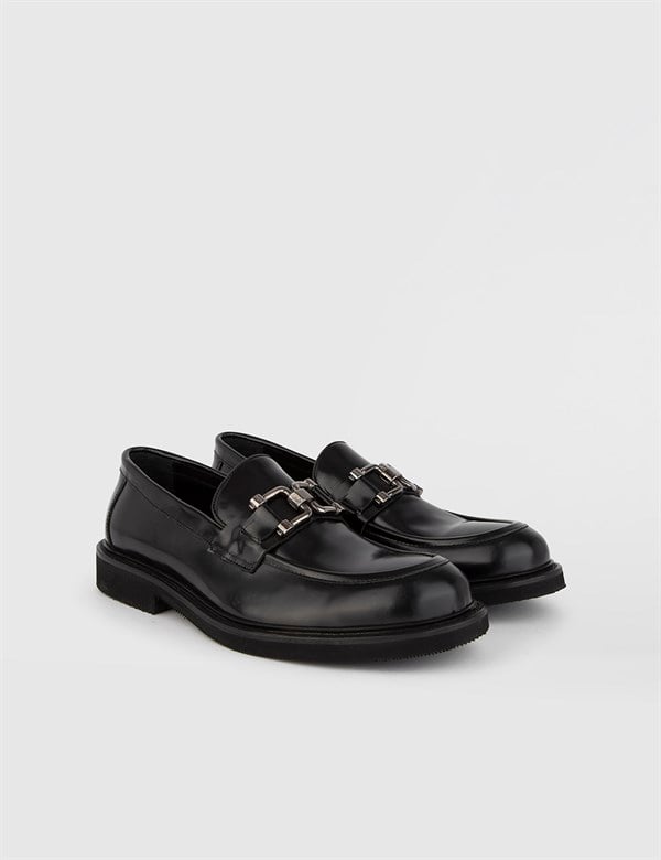 Borska Black Florentic Leather Men's Daily Shoe