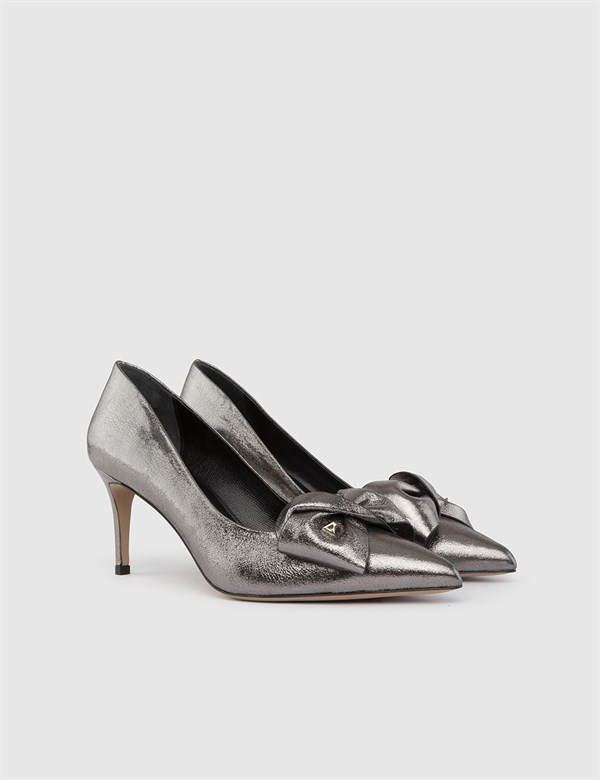 Bostn Platinum Leather Women's Stiletto