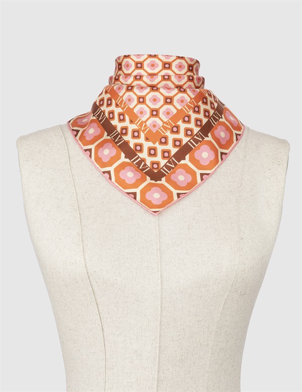 Bremgarten Orange-Pink-Beige Silk Twill Women's Bandana