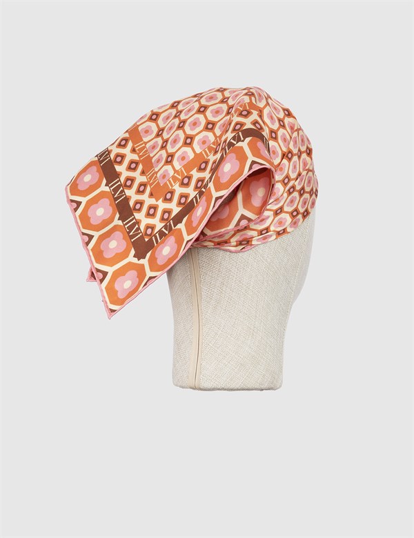Bremgarten Orange-Pink-Beige Silk Twill Women's Bandana