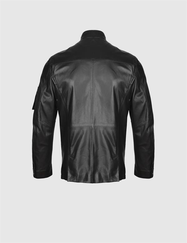 Brodie Black Men's Leather Bomber Jacket