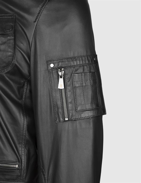 Brodie Black Men's Leather Bomber Jacket