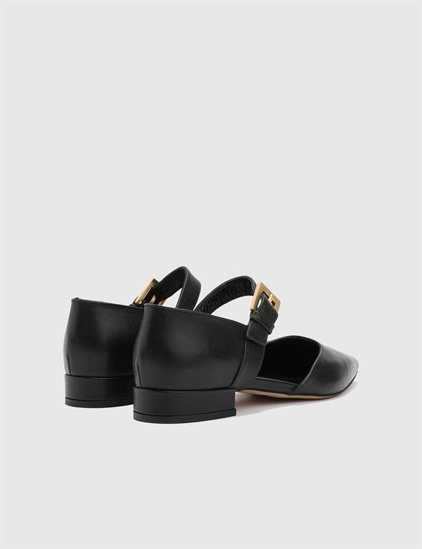 Brovkina Black Leather Women's Heeled Sandal