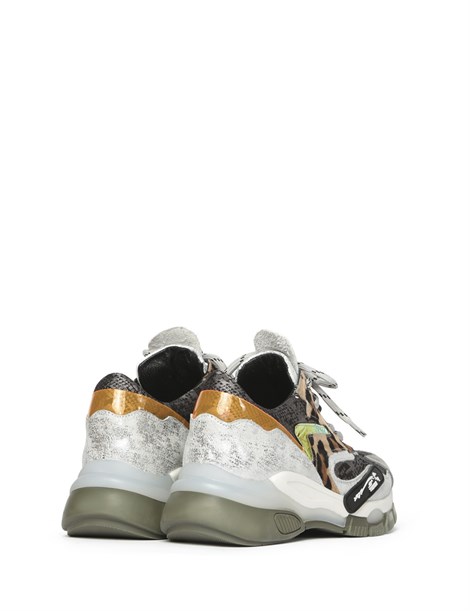 Busat Women's Sneaker Grey-Metallic Silver-Grey Snake-Leopard