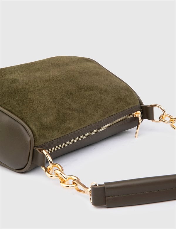Butwal Khaki Suede Women's Shoulder Bag