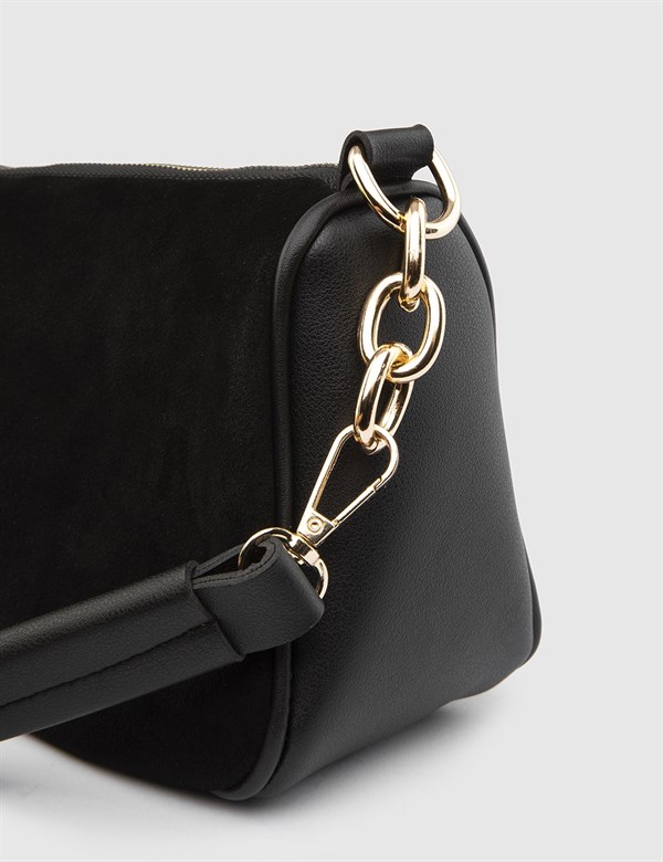 Butwal Black Suede Women's Shoulder Bag