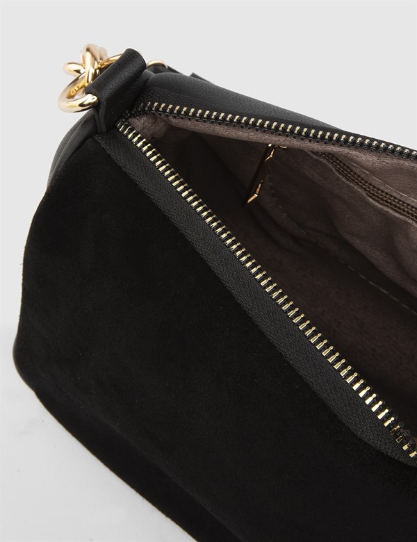 Butwal Black Suede Women's Shoulder Bag