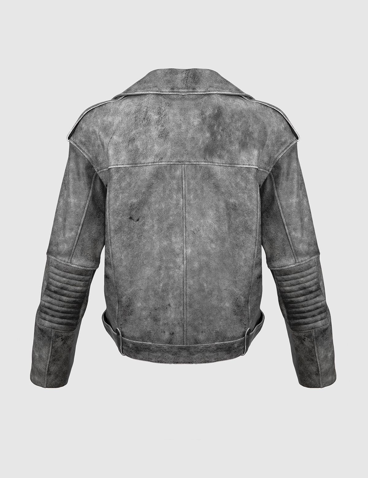 Caren серая женская кожаная косуха - İLVİ