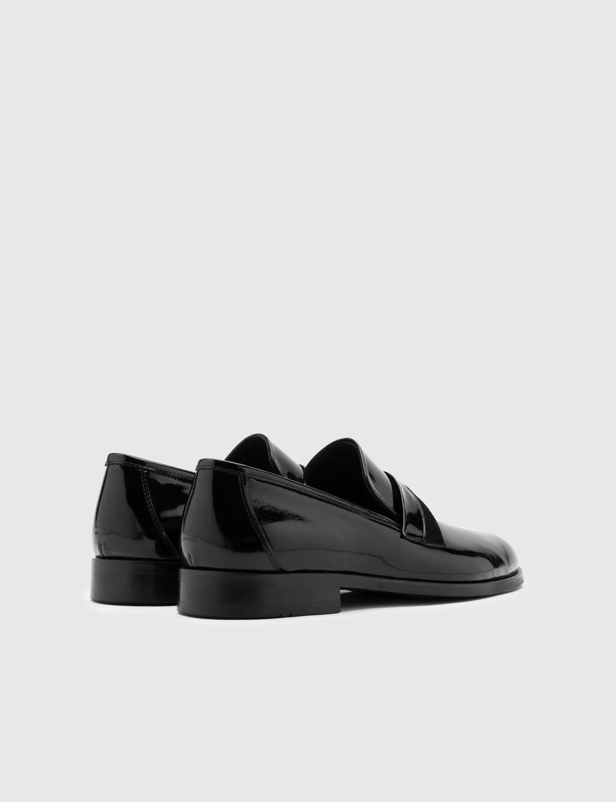 Corrado Black Patent Leather-Velvet Men's Tuxedo Shoe - İLVİ