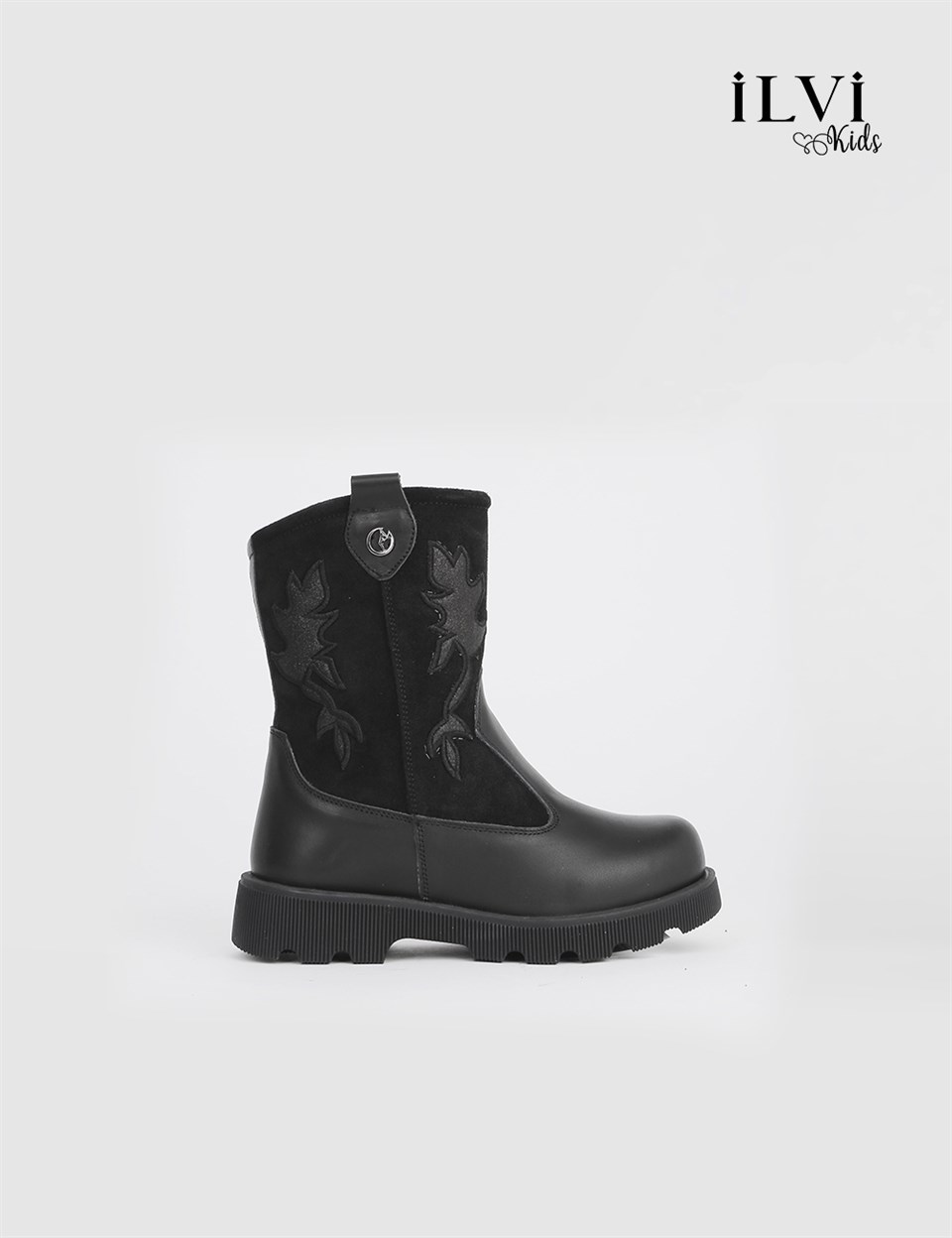 Karden Black Leather Girls' Boot - İLVİ