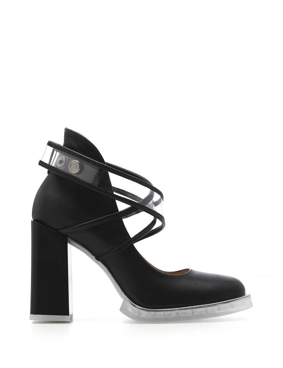 Lira Black Leather Women's Pump - İLVİ