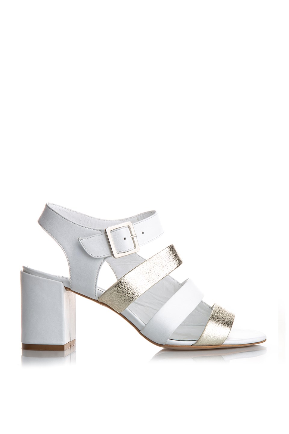 Monroe белые кожаные женские сандали на каблуке - İLVİ