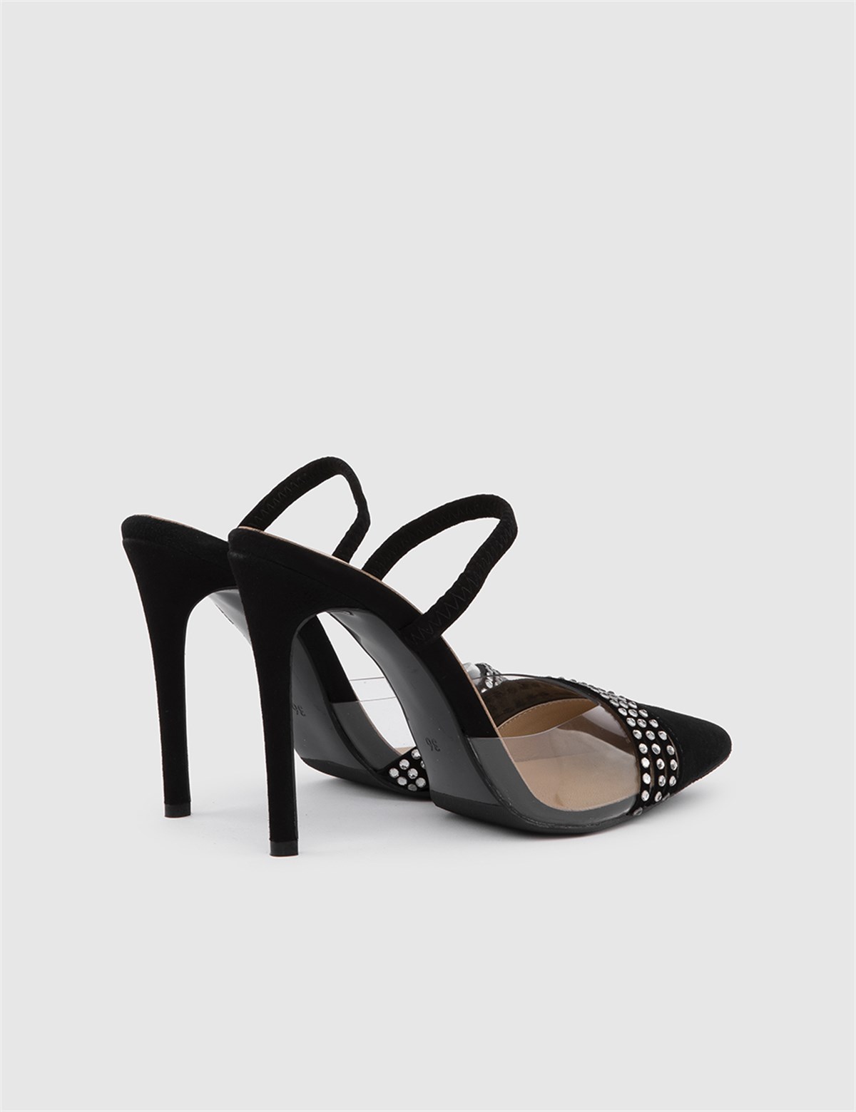 Tepic Black Suede Leather Women s Heeled Sandal LV