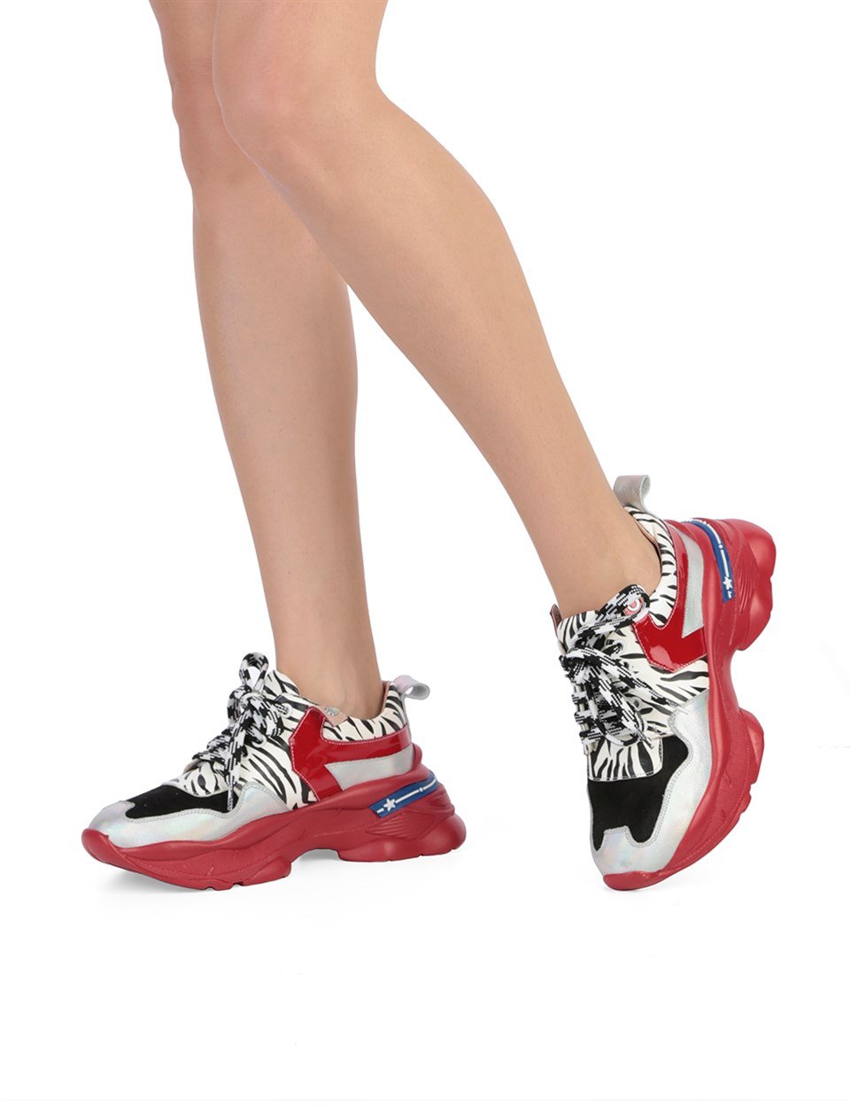 Txas Bayan Spor Ayakkabı Kırmızı Kombin - İLVİ